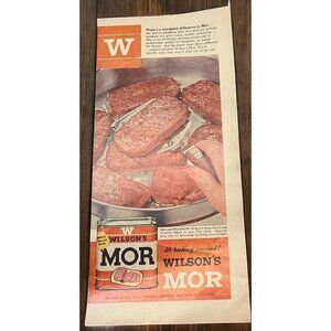 Wilsons Mor Canned Meat Vintage Print Ad 1950s Hickory Smoked Kitchen Decor